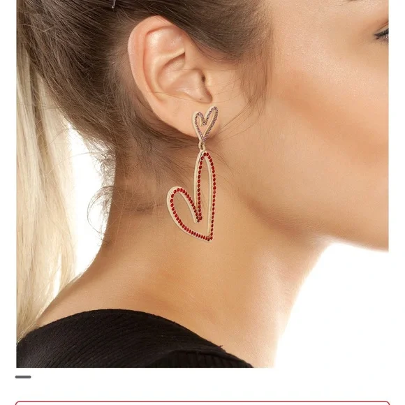 Betsey Jonhson Pave Heart Drop Earrings - Picture 2 of 2